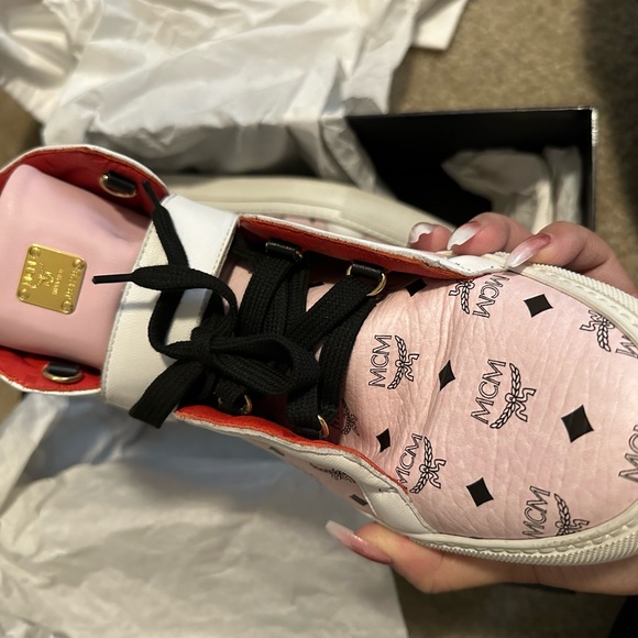 ❌SOLD MCM High-Top Sneakers in Monogram Pink with White size 39 (Men’s) - Picture 7 of 11